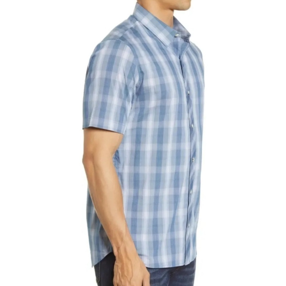 Travis Mathew Cash or Check Plaid Short Sleeve Shirt Mens Large
